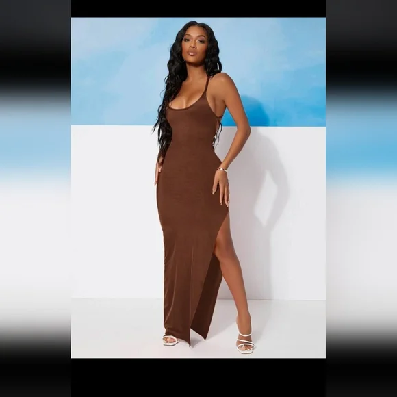 SHEIN | Dresses | Shein Sxy High Slit Drawstring Open Back Bodycon